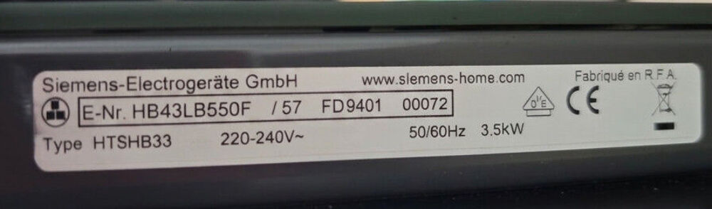 Four SIEMENS encastrable Electroménager