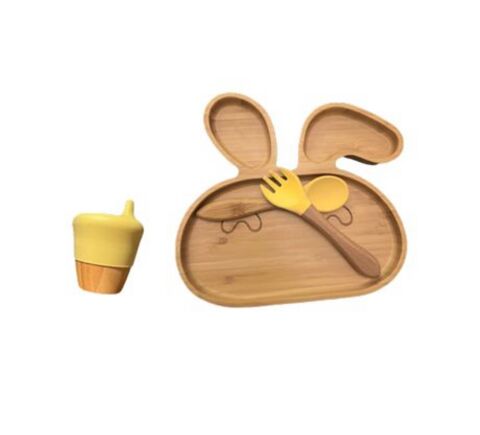 Kit de repas enfants en bambou et silicone jaune ludique 12 Asni�res-sur-Seine (92)