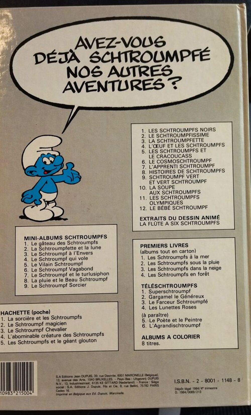BD Schtroumpf, 4 aventures Livres et BD