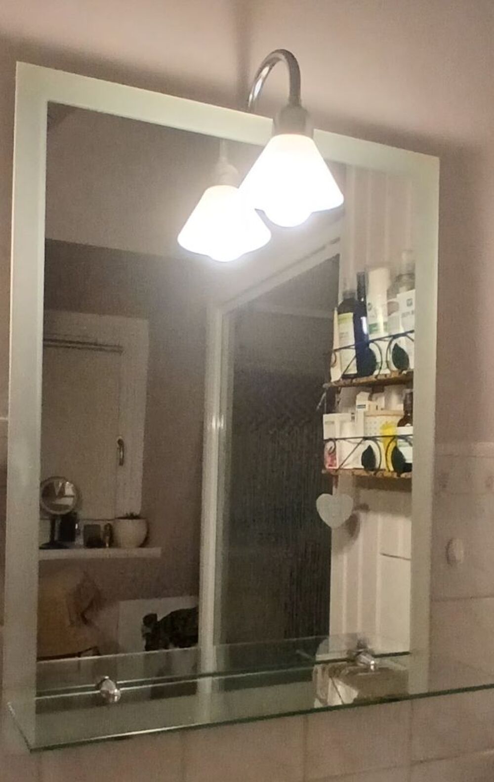 Miroirs X 2 avec tablette et &eacute;clairage Meubles