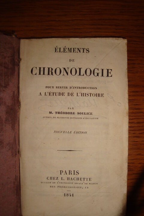 ancien livre de chronologie 1841 15 Quesnoy-sur-Deûle (59)