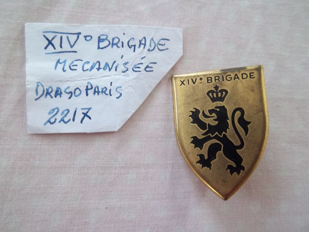 insigne 14&deg; brigade m&eacute;canis&eacute;e (lettres XIV) de fabrication D 