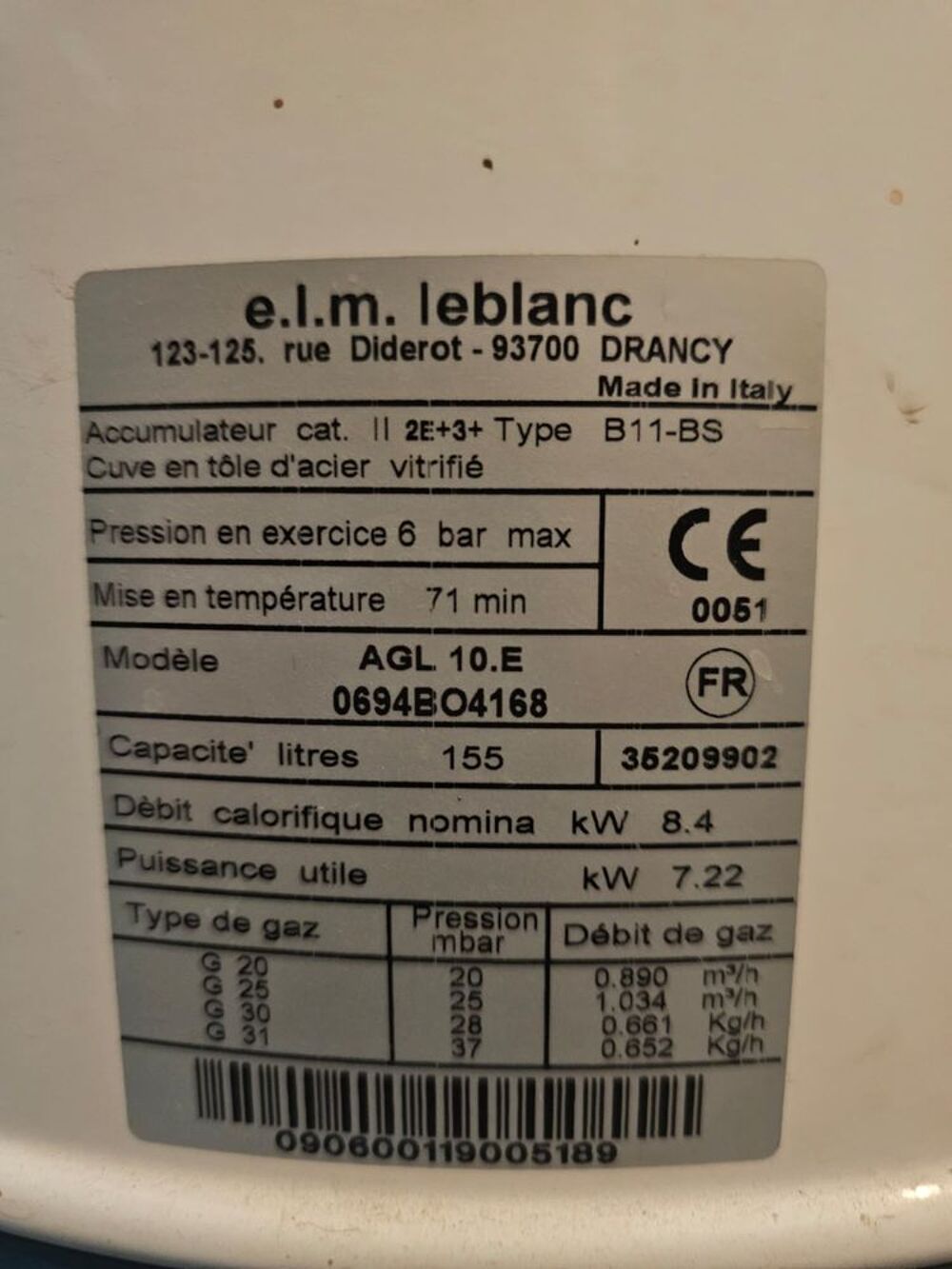 Ballon d'eau chaude au gaz Bricolage
