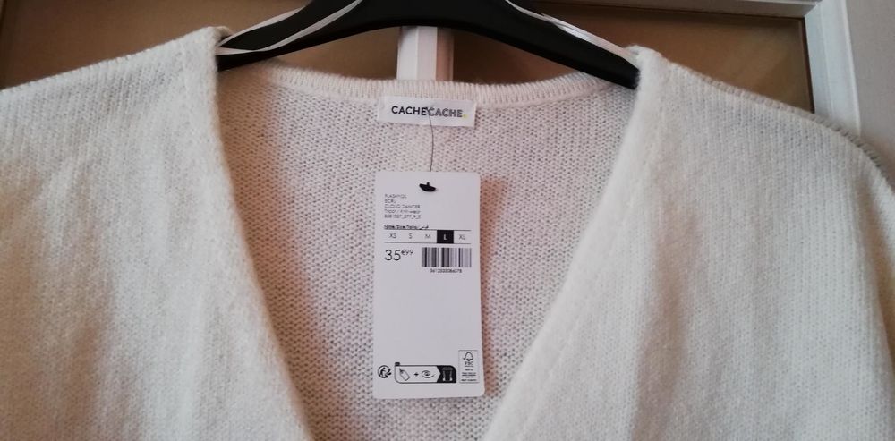 Gilet &eacute;cru Cache-Cache, neuf encore &eacute;tiquet&eacute;. Vêtements