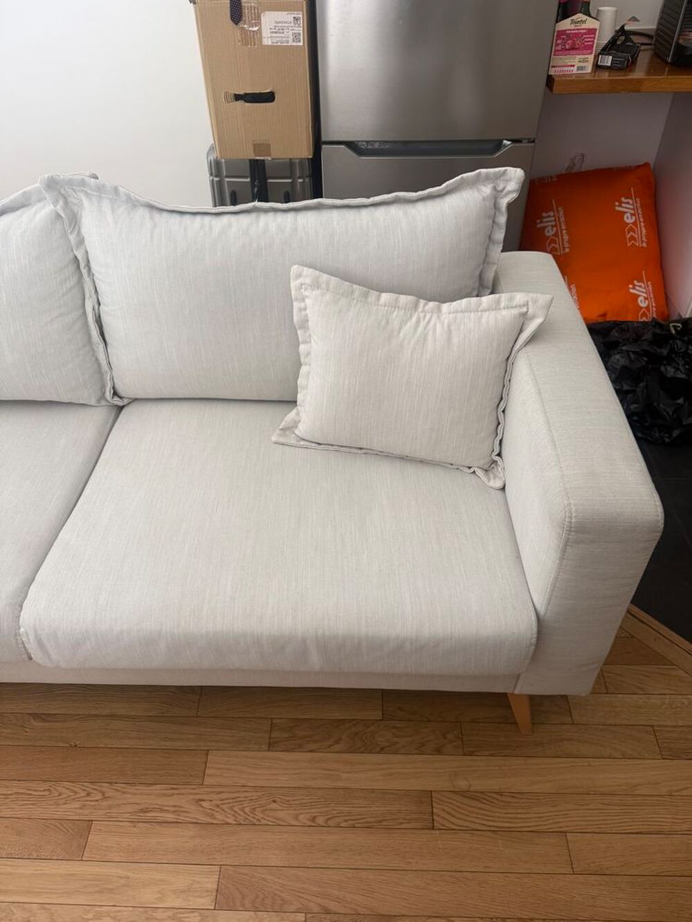 Canap&eacute; 3 places beige &eacute;cru ? 198 cm ? tr&egrave;s confortable Meubles