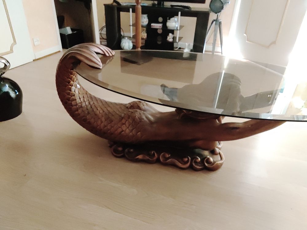 table basse verre ovale bas sirene Décoration