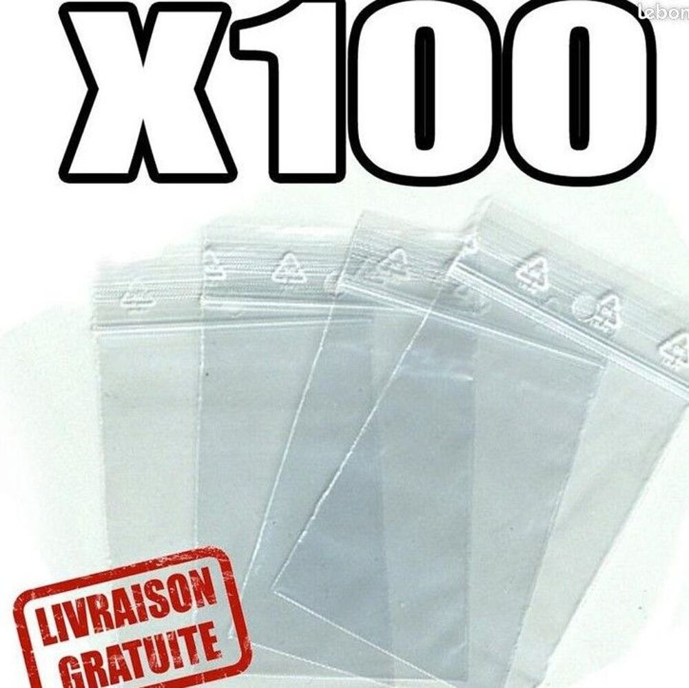 LOT 100 mini SACHETS PLASTIQUE ZIP EMBALLAGE 4X6 CM NEUF - L Décoration