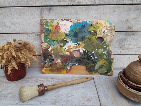 Ancienne Palette d'Artiste Peintre Peinture Huile Déco 45 Loches (37)