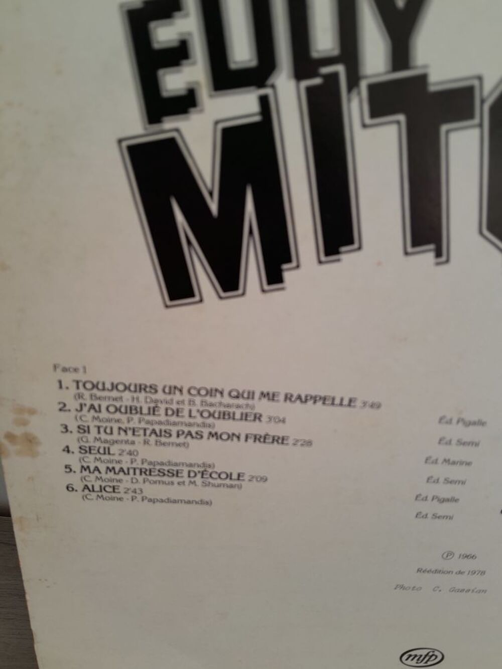 EDDY MICHELL VINYLE 33 TOURS TEL / 0627473514 CD et vinyles