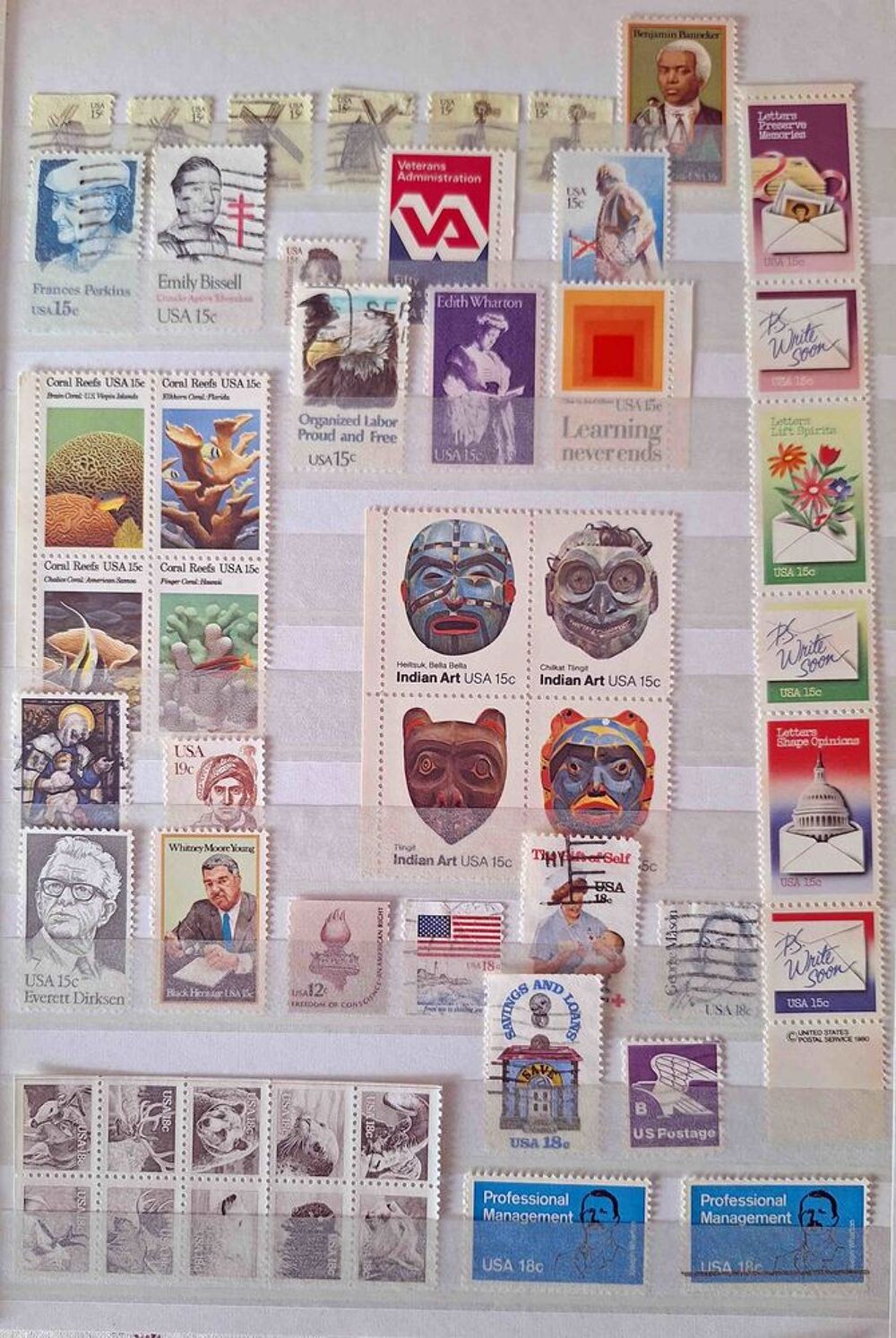 S&eacute;rie de timbres de collection des &Eacute;tats-Unis bis 
