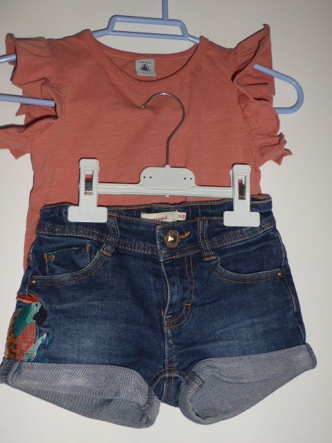 CATIMINI short en jean et t-shirt Petit Bateau corail 4 ans 10 Rueil-Malmaison (92)