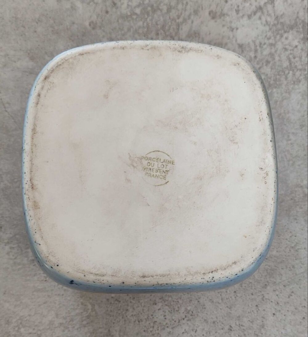 Bougeoir cube porcelaine Virebent Vintage ann&eacute;es 60 