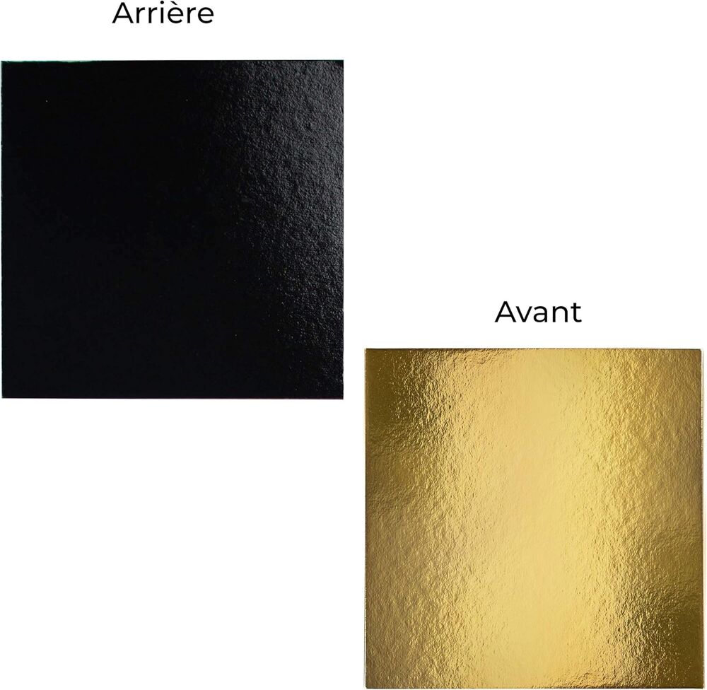 8 Supports &agrave; G&acirc;teau Carr&eacute;s en Carton Couleurs Or/Noir, 30 cm Décoration