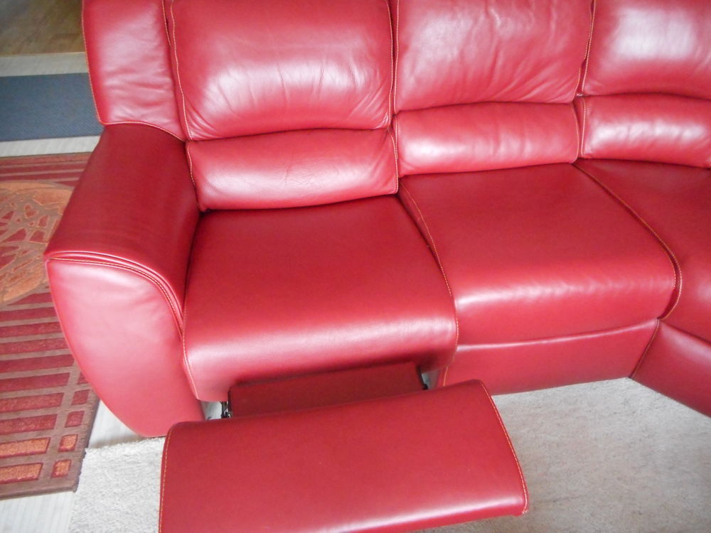 Salon d'angle cuir rouge Meubles
