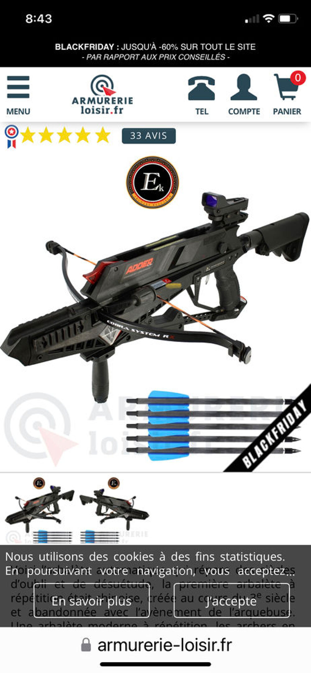 Arbal&egrave;te automatique EK Archery Cobra RX Adder 130 lbs Sports