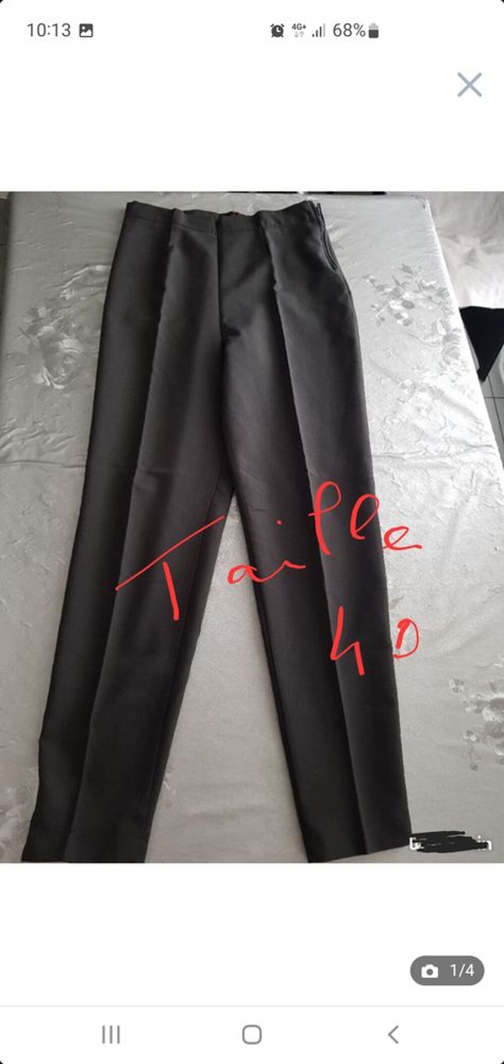 pantalon gris taille 40 tr&egrave;s bon &eacute;tat Vtements