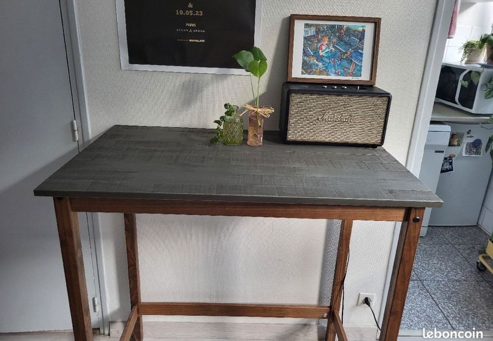 Table haute + 4 tabourets en bois massif Meubles
