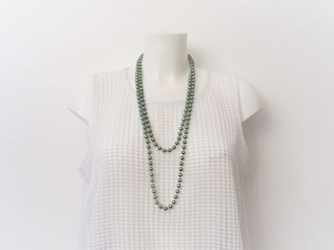 Collier/ Sautoir en Perles en Plastique Rondes Vert Brillant 5 Paris 15 (75)