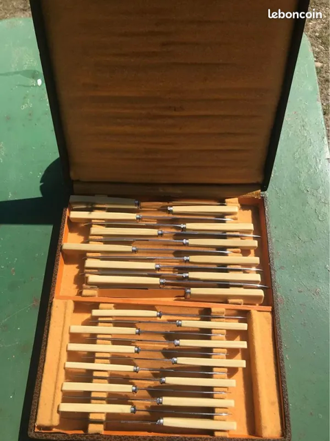  24 couteaux anciens dans leur �crin 25 Mottier (38)