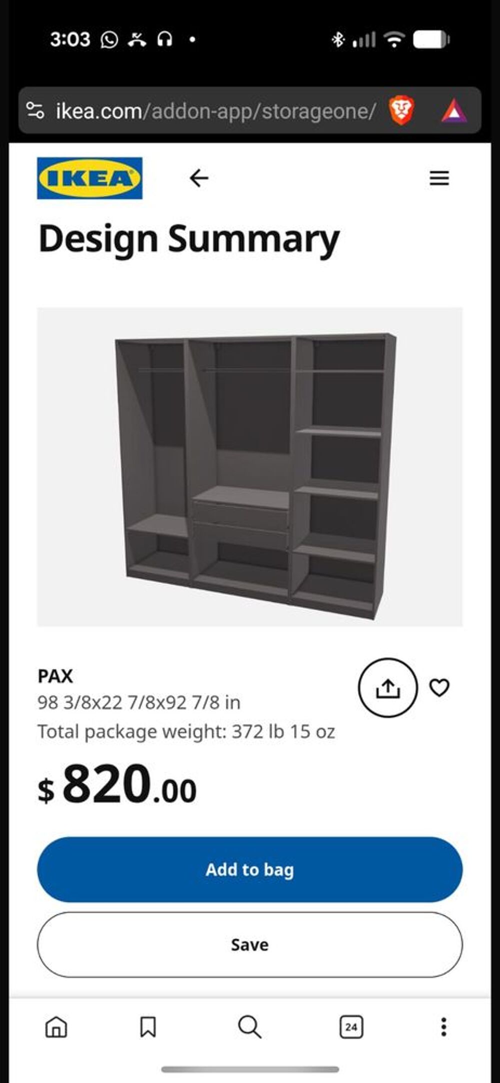 Lit double + dressing IKEA PAX complet (penderies/tiroirs/&eacute;tag&egrave;res) Meubles