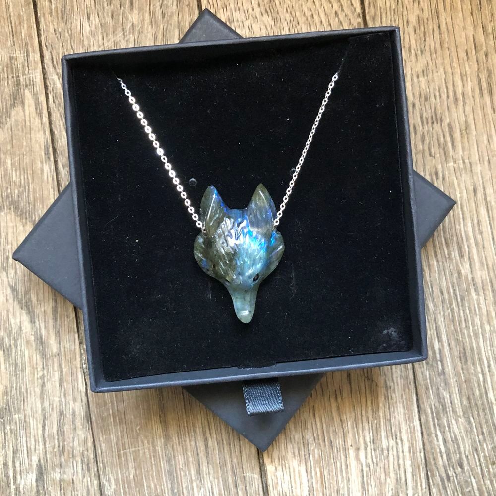collier loup Labradorite pierre naturelle/FAIT MAIN argent92 Bijoux et montres