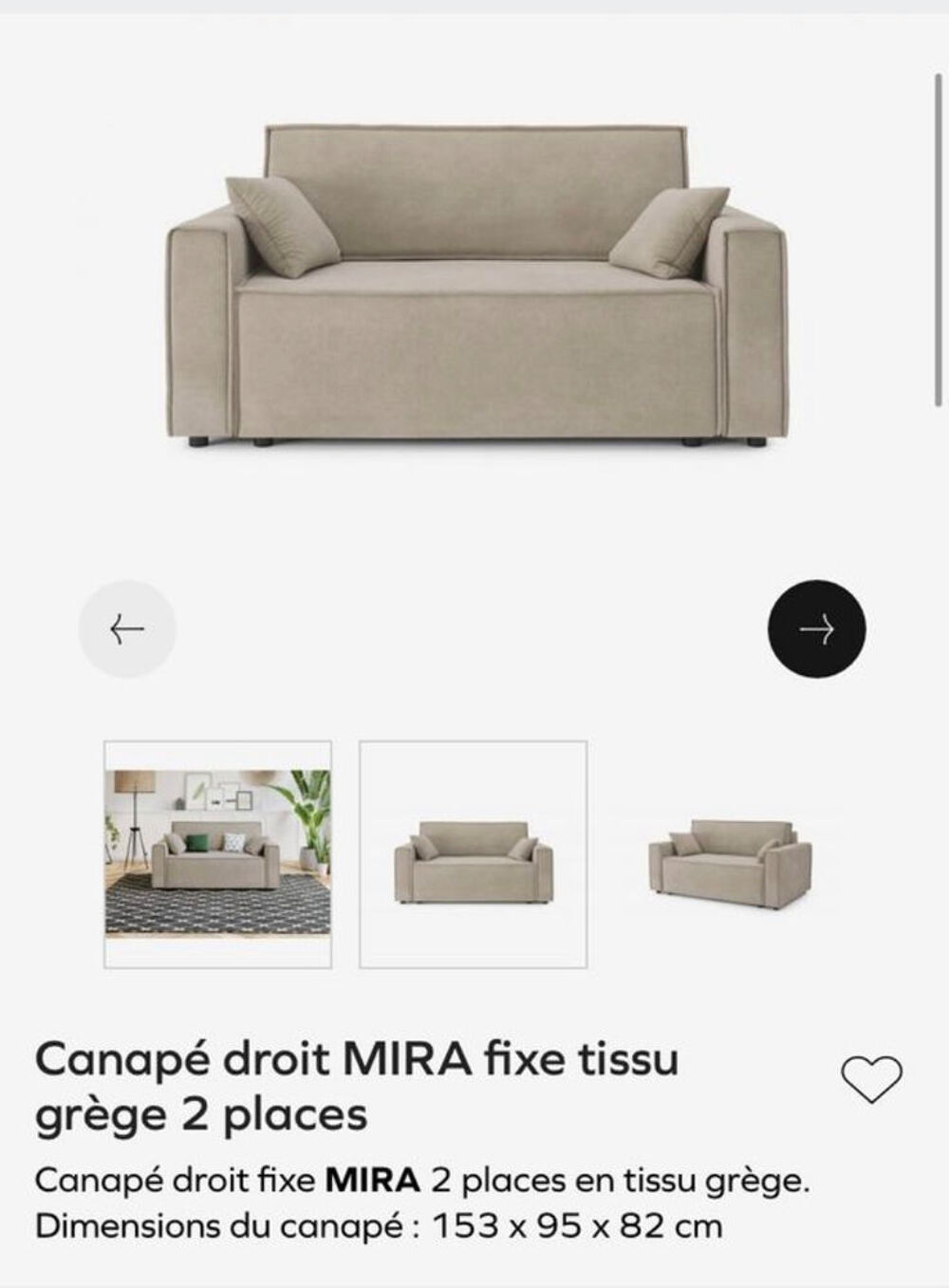 Canap&eacute; deux places id&eacute;al pour studio Meubles