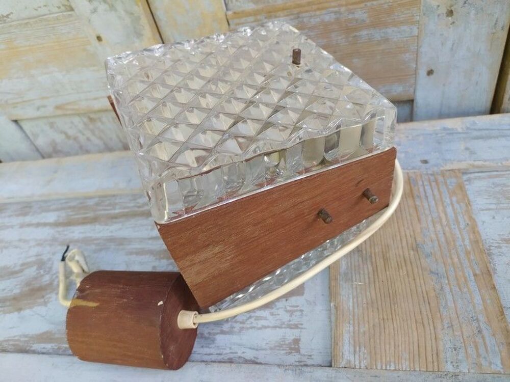 Lampe Suspension Bois et Verre Design Vintage Scandinave Décoration
