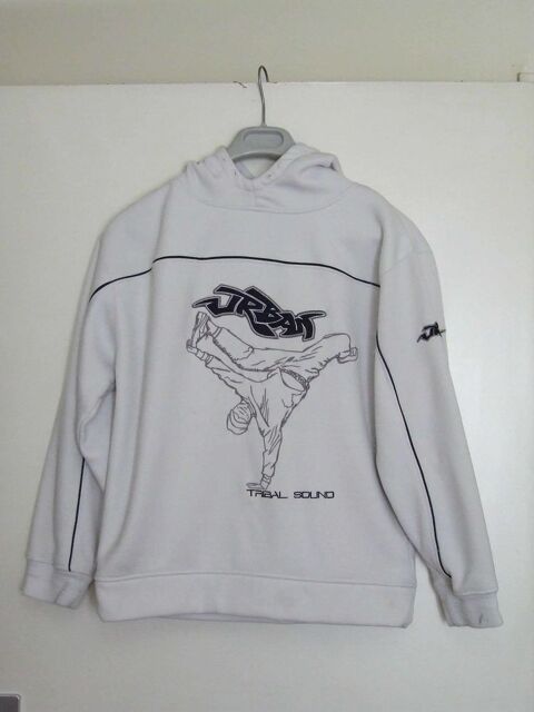 Sweat  capuche, blanc motif brod Tribal Sound, 14ans 5 Bagnolet (93)