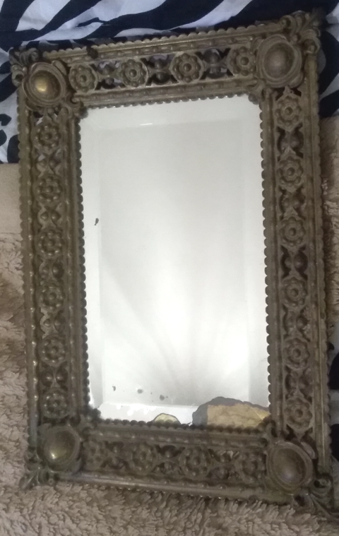 Miroir psyché ancien en régule XIXème S. 40x28cm 120 Roquefort-les-Pins (06)