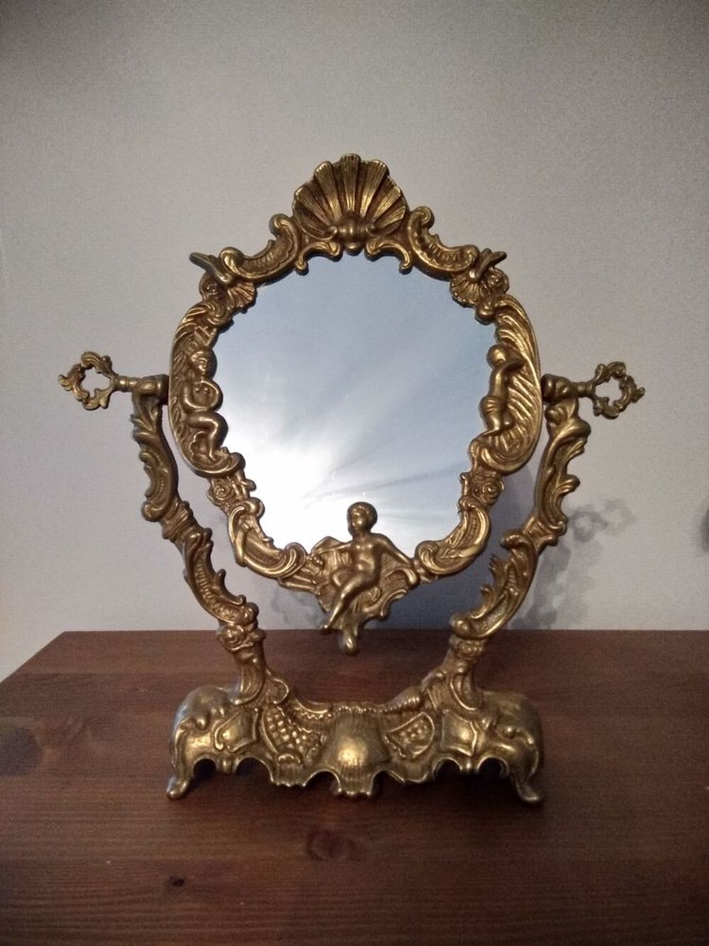 Joli miroir ancien et ampe sur pied Décoration