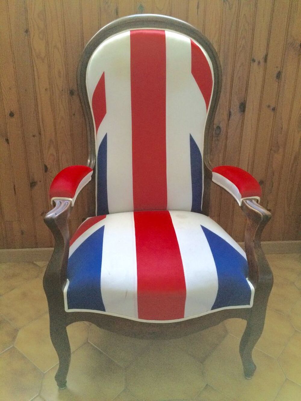 2 Fauteuils anglais recouverts drapeaux anglais. shabby chic Meubles