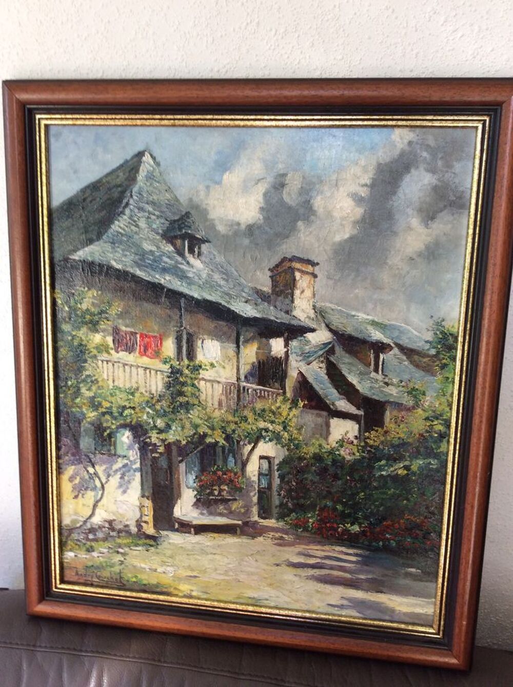 Tableau HST Andr&eacute; Couchet Vieilles Maisons Hautes Pyr&eacute;n&eacute;es Décoration