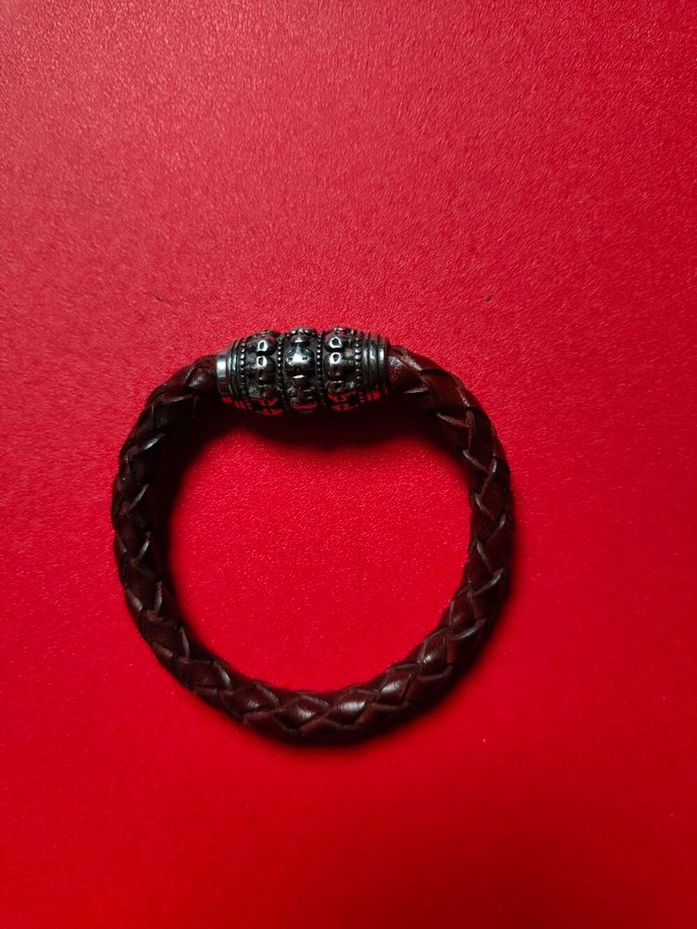 Bracelet en cuir et acier inoxydable neuf Bijoux et montres