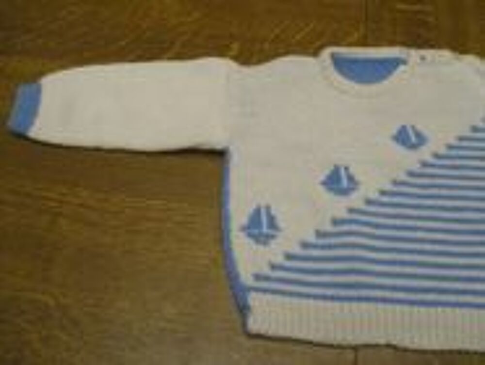 Pull marin blanc raye bleu fait main 6 mois Vêtements enfants