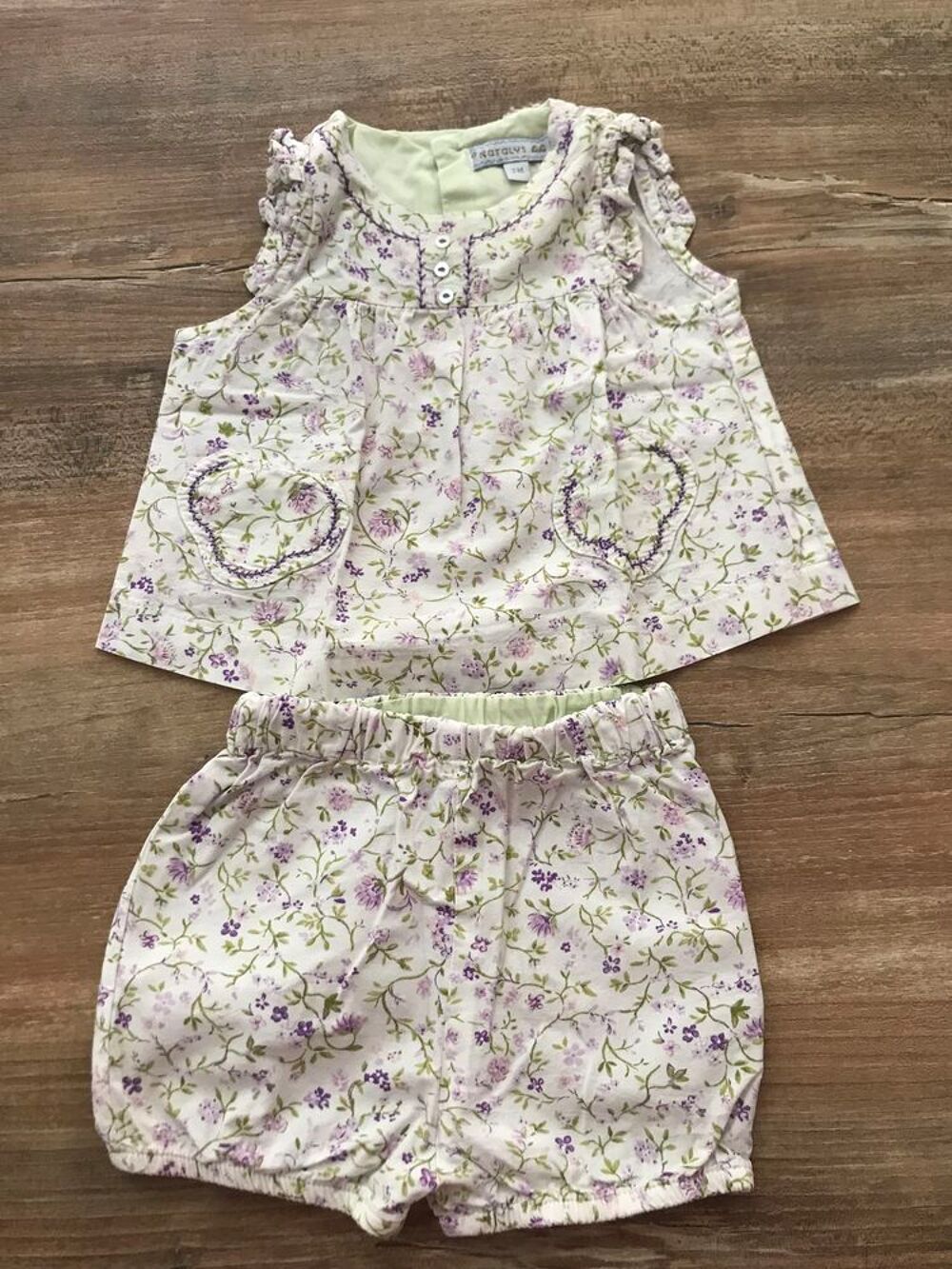 Ensemble d&eacute;bardeur/short enfant fille " Natalys Puériculture