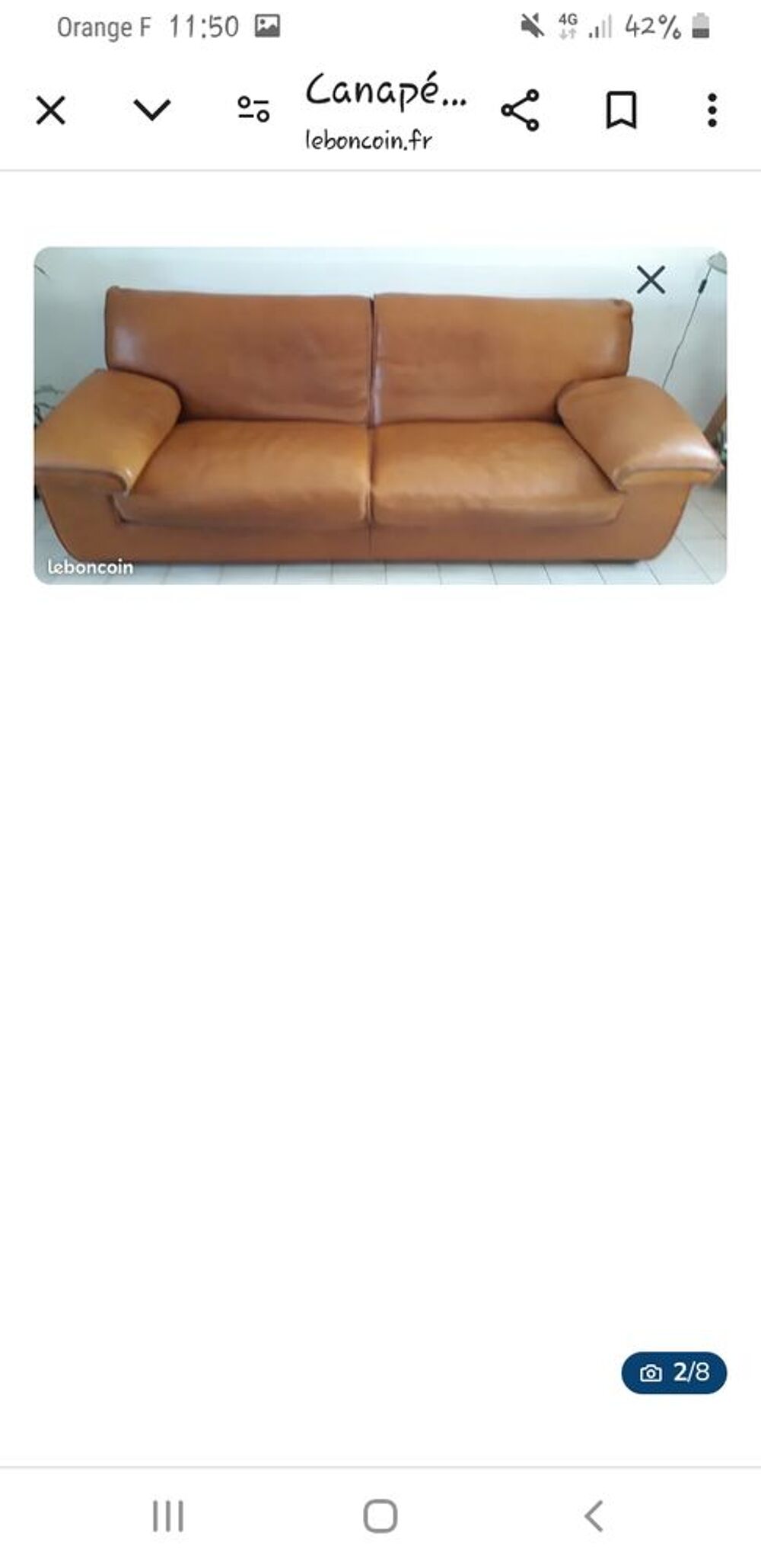 Canap&eacute; cuir 3 places rochebobois Meubles