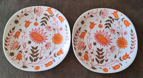 Lot de 2 assiettes vintage en mélamine déco fleurs tournesol 6 Mauguio-Carnon-Plage (34)