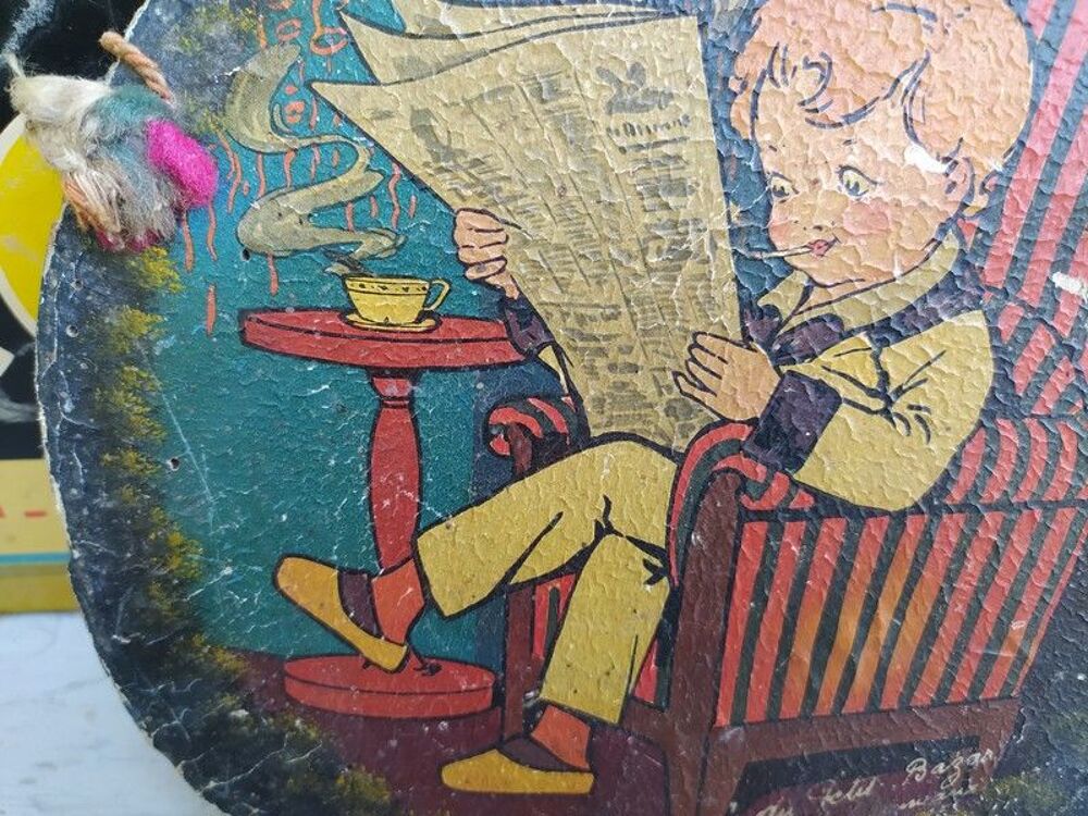 Publicit&eacute; Litho sur Bois Enfant Au Petit Bazar Argenton 