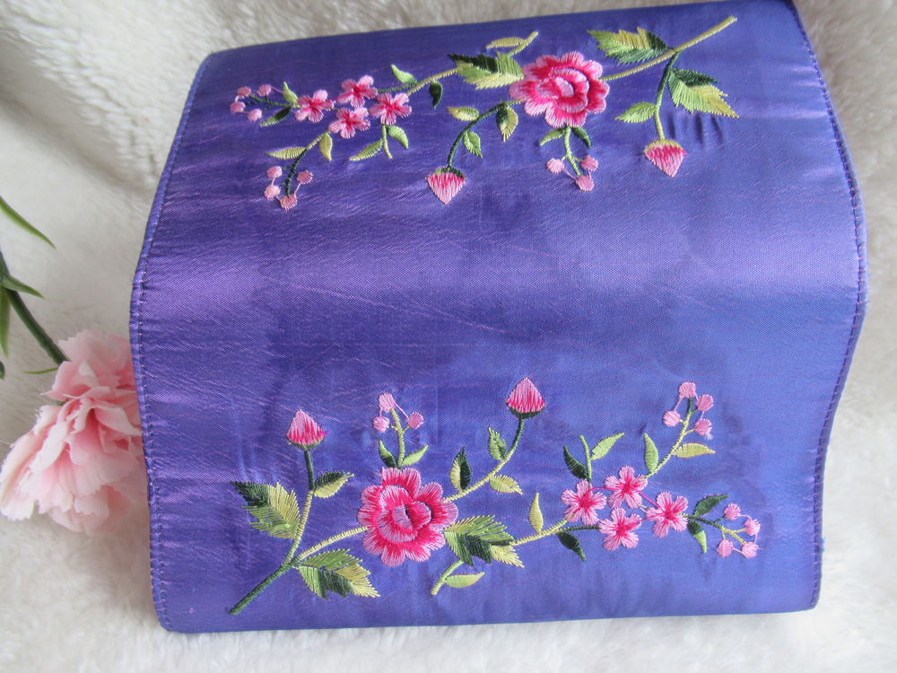 Portefeuille brod&eacute; violet - style asiatique Maroquinerie