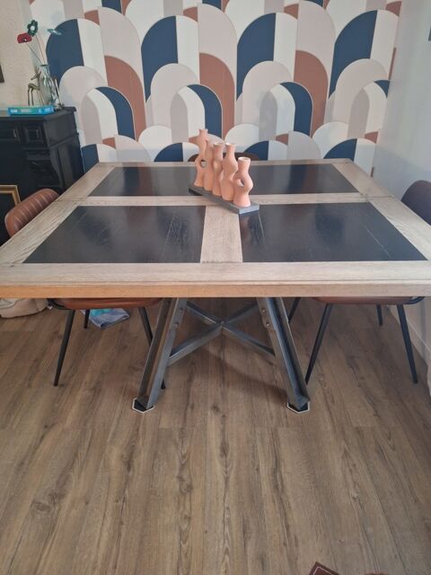 Table � manger bois et m�tal bicolore 1500 Fourques (30)