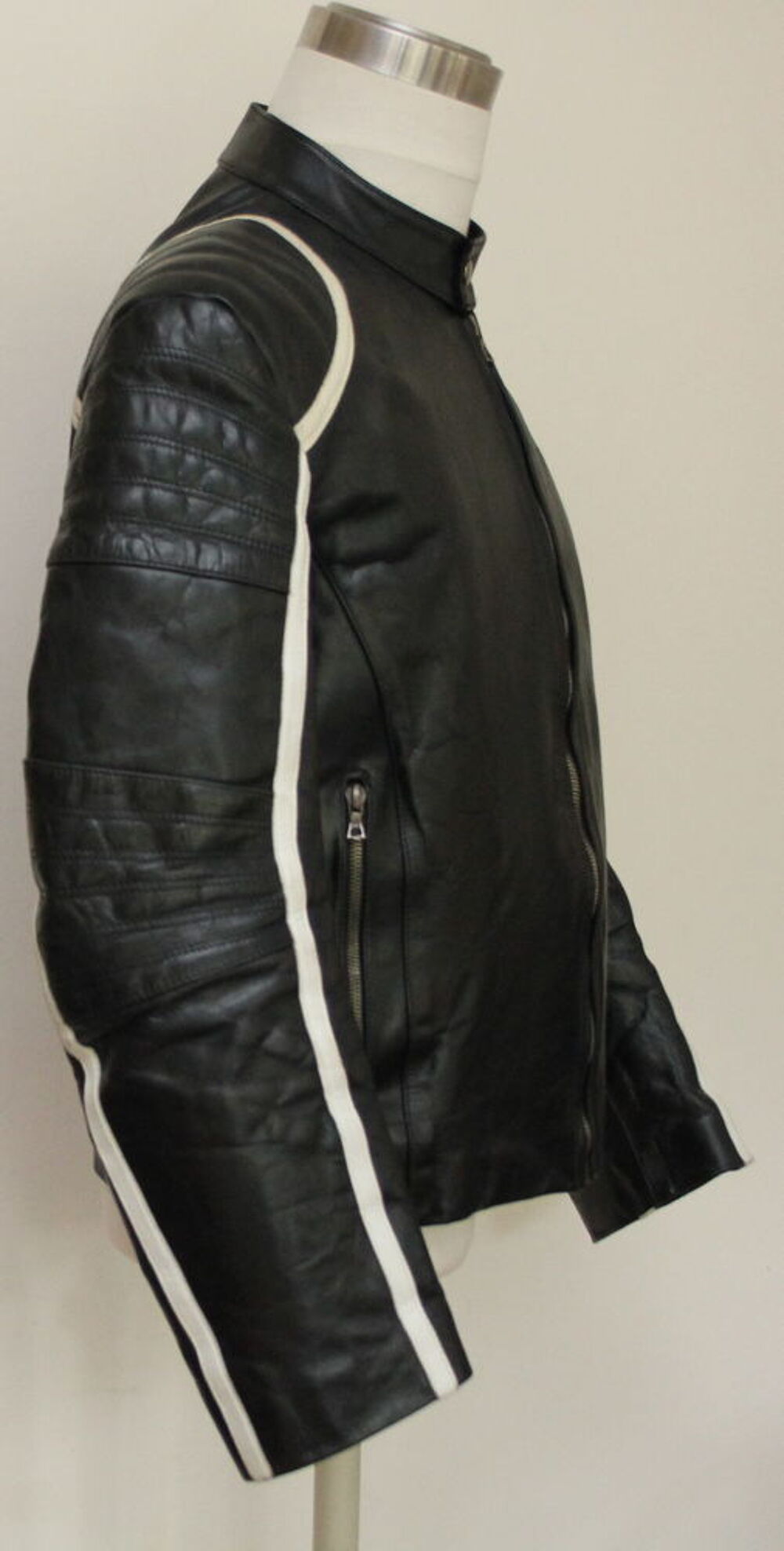 Blouson moto cuir noir VENT COUVERT T.L Vêtements