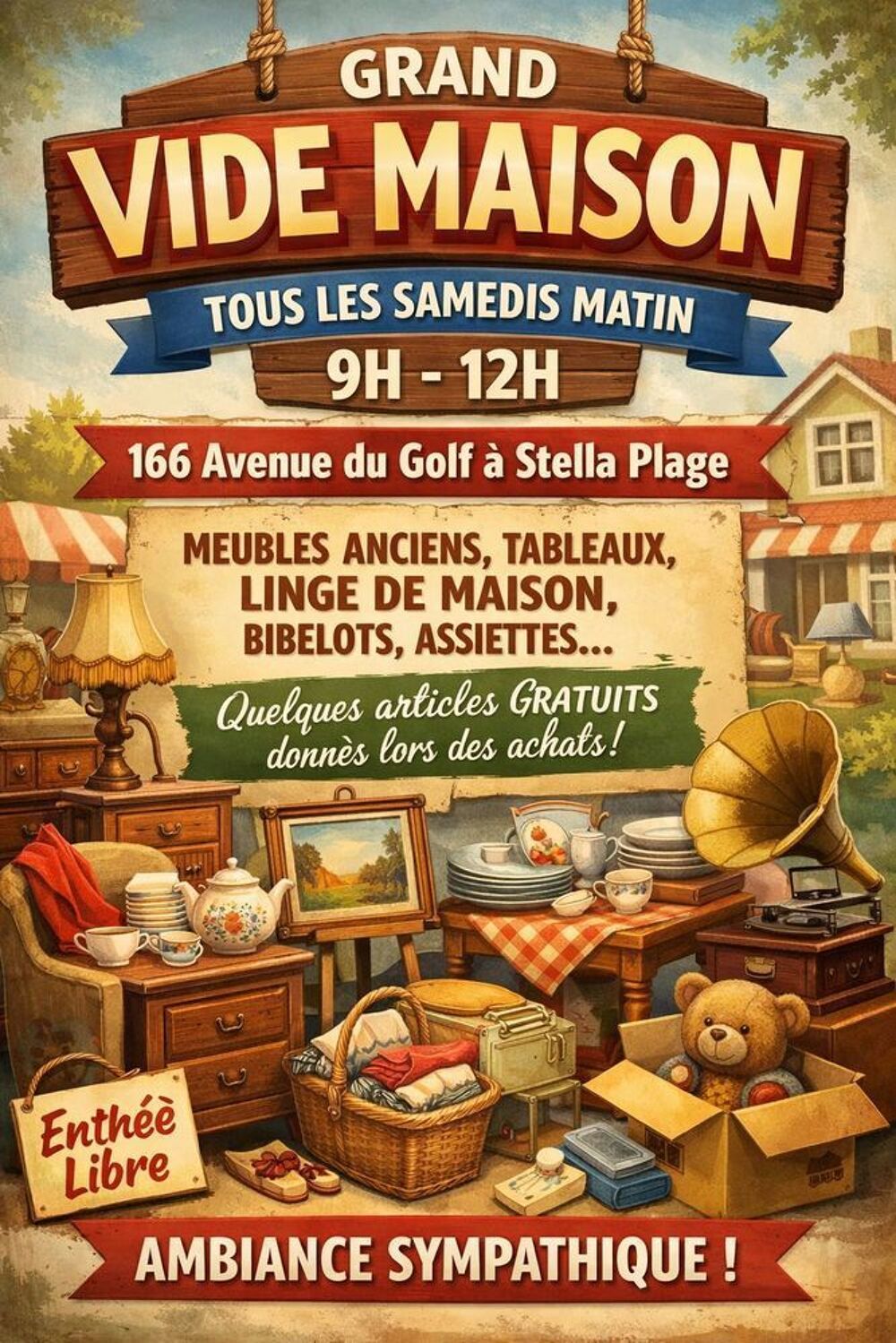 Grand vide maison sur Stella plage ce samedi matin de 9h &agrave; 12h avant travaux Meubles
