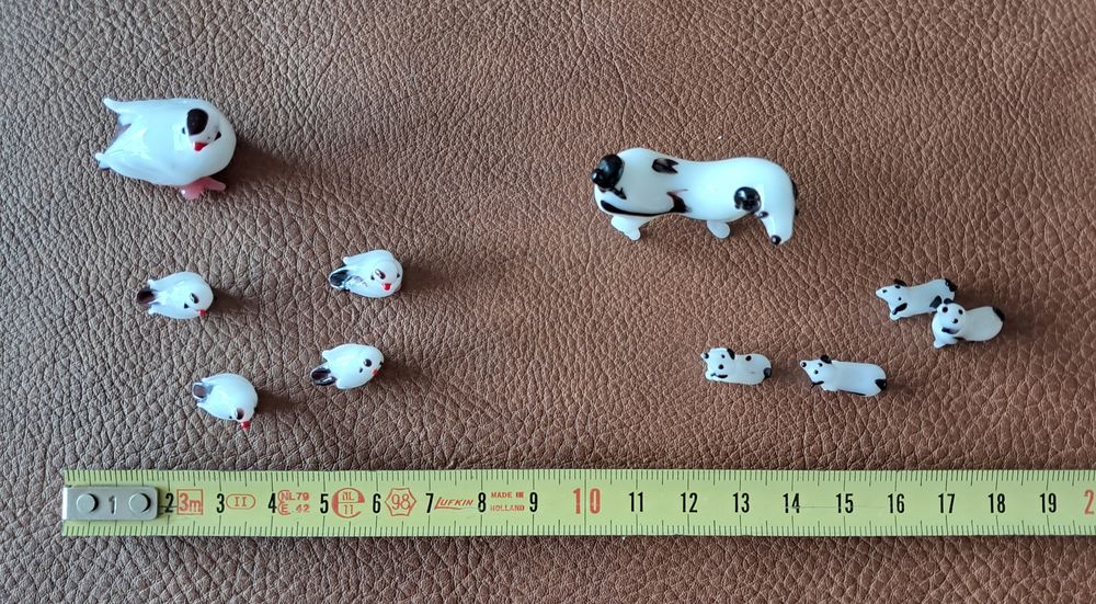 lot de 10 animaux miniatures en p&acirc;te de verre pigeon chien Décoration
