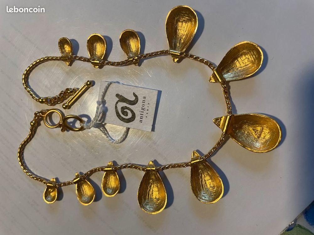 Collier souple dor&eacute; Gouttes sur chaine - ANTIGONA Bijoux et montres