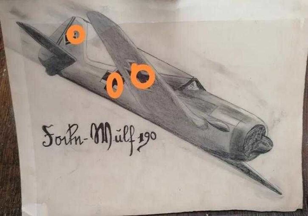 superbe dessin avion allemand WW2 Fucke-wulf 190 