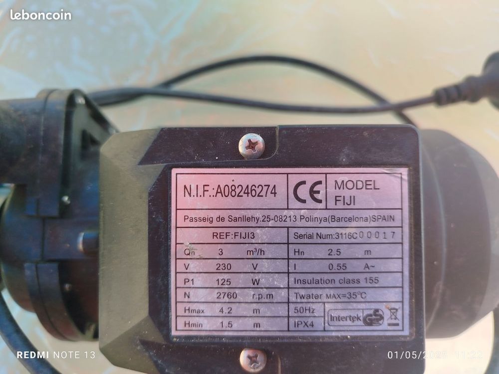 Pompe de piscine hors sol 125 watts Jardin