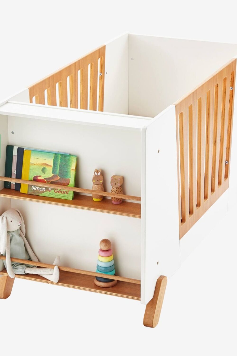 Lit b&eacute;b&eacute; avec barri&egrave;re amovible avec biblioth&egrave;que vertbaudet Meubles
