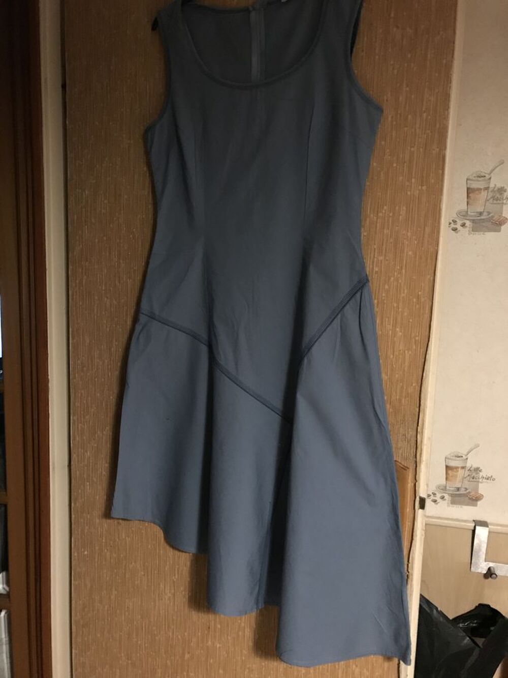 ROBE BLEU PETROLE LONGUE A PANS T. 38/40 Vêtements