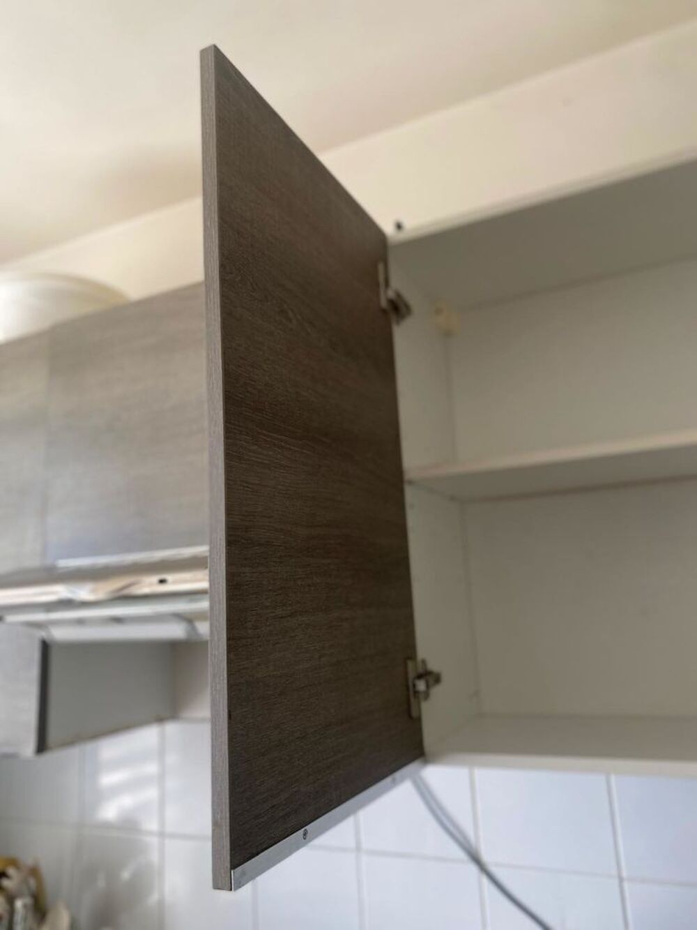 Lot meuble haut de cuisine effet bois gris marron Meubles