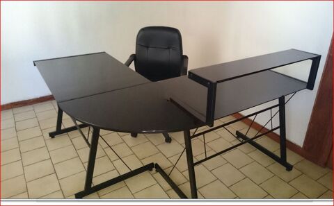 Bureau d'angle moderne noir mtallique 0 Narbonne (11)